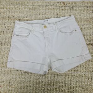 Frame Le Cutoff Denim Shorts 27 White Cuffed Mid-Rise Summer Casual